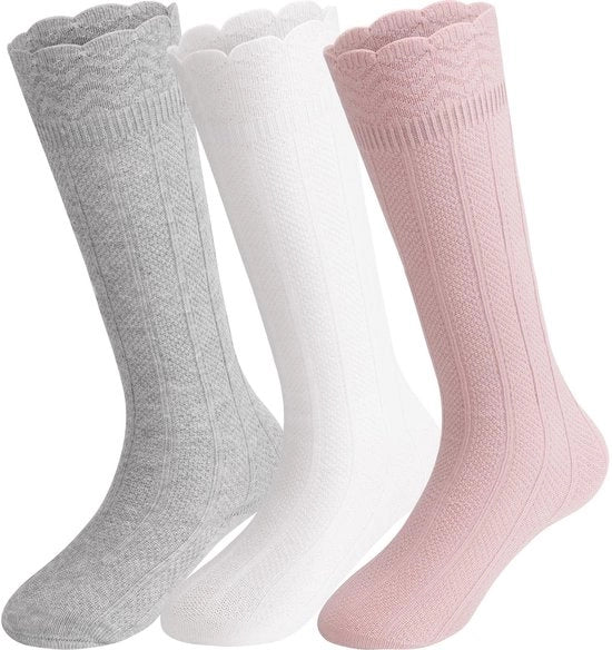 Calze per bambina alta per ginocchia - Zucchero per bambina - Cotone morbido - Calze a maglia - Ideale per bambini in età prescolare - Stile e comodo