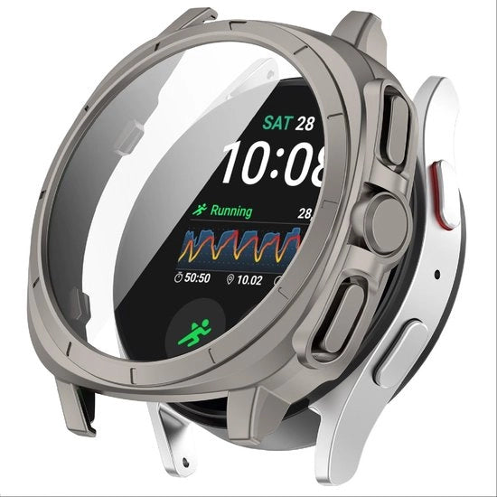 Custodia per Samsung Galaxy Watch 7 44 mm - Folio con Protezione in Vetro - 360° Protezione - Titanio - Copertura in Plastica Rigida - Adatto a Samsung Galaxy Watch 7 44 mm