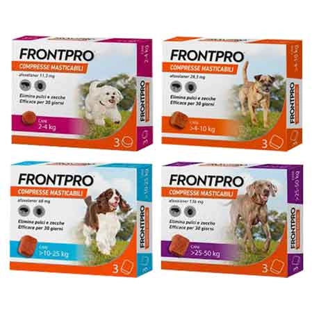 ANTIPARASSITARIO A COMPRESSE MASTICABILI 'FRONTLINE' Per cani 10-25Kg - 3 Compresse - FRONTLINE
