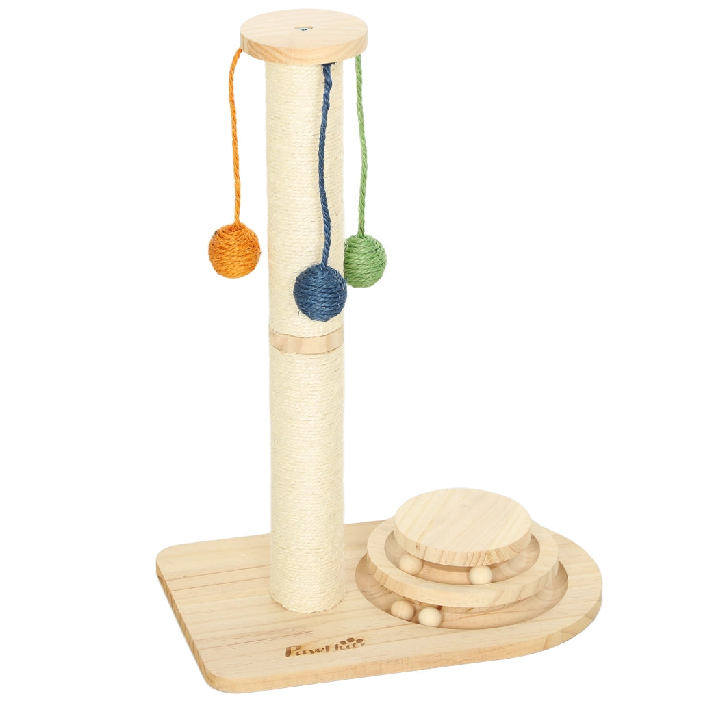 Giocattolo per Gatti con Rascador e Palline ¨C zephmum ¨C Legno Naturale 56.5 cm