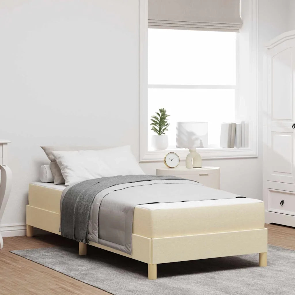 Letto a molle con materasso Crema 90 x 190 cm Tessuto