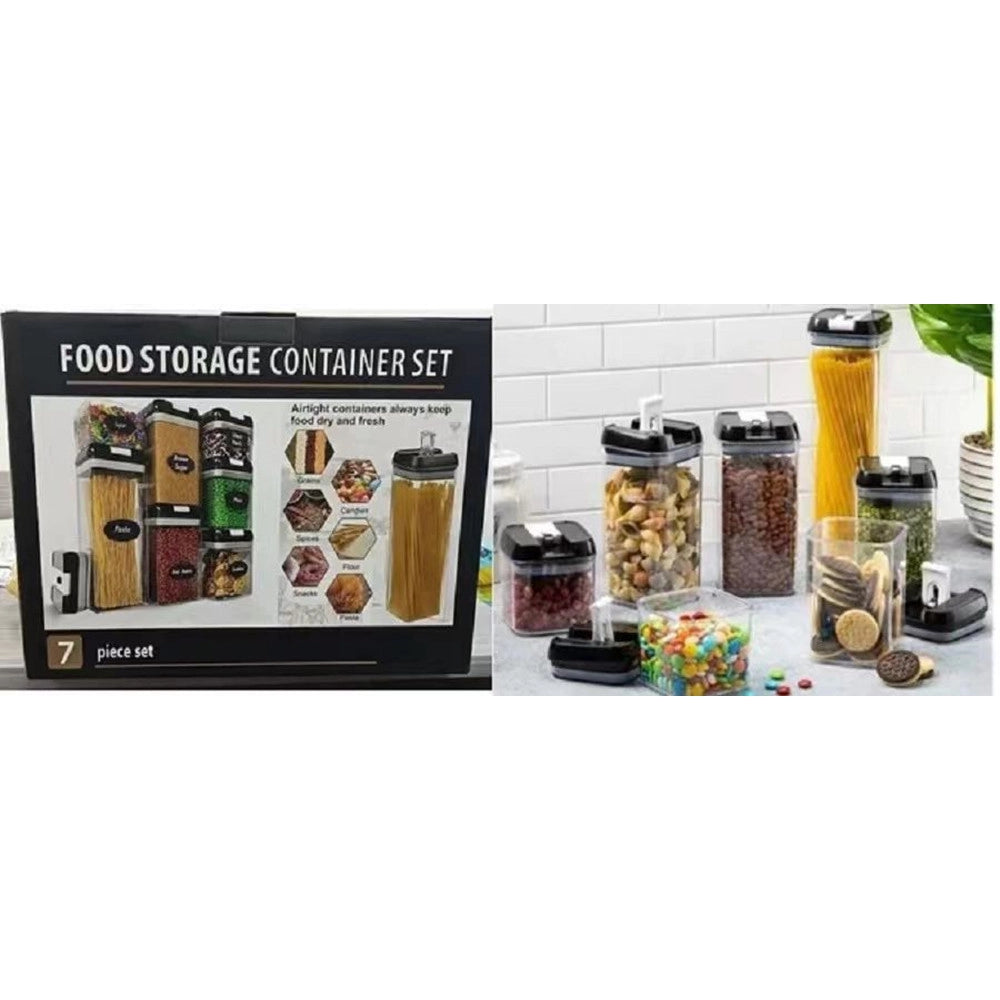 Trade Shop - Contenitori Ermetici Sottovuoto Per Alimenti Cucina Pasta Barattoli 7 Pezzi Porta Biscotti -