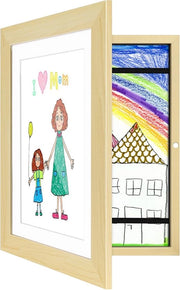 Lijst per fotografia per bambini con apertura frontale, formato A4, per bambini, per esposizione e presentazione delle opere d'arte dei bambini, in legno.