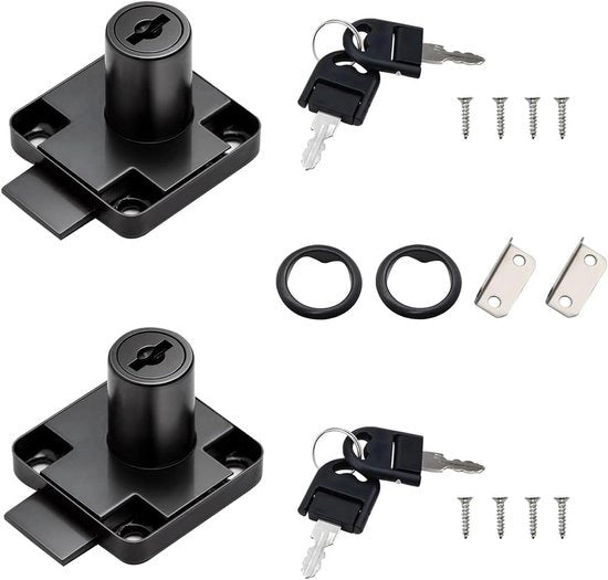 Sistema di chiusura per mobili - 2 pezzi - Chiusura con chiave - Rilievo anti-sfondamento - Sicuro - Montaggio facile - Chiusura per armadi
