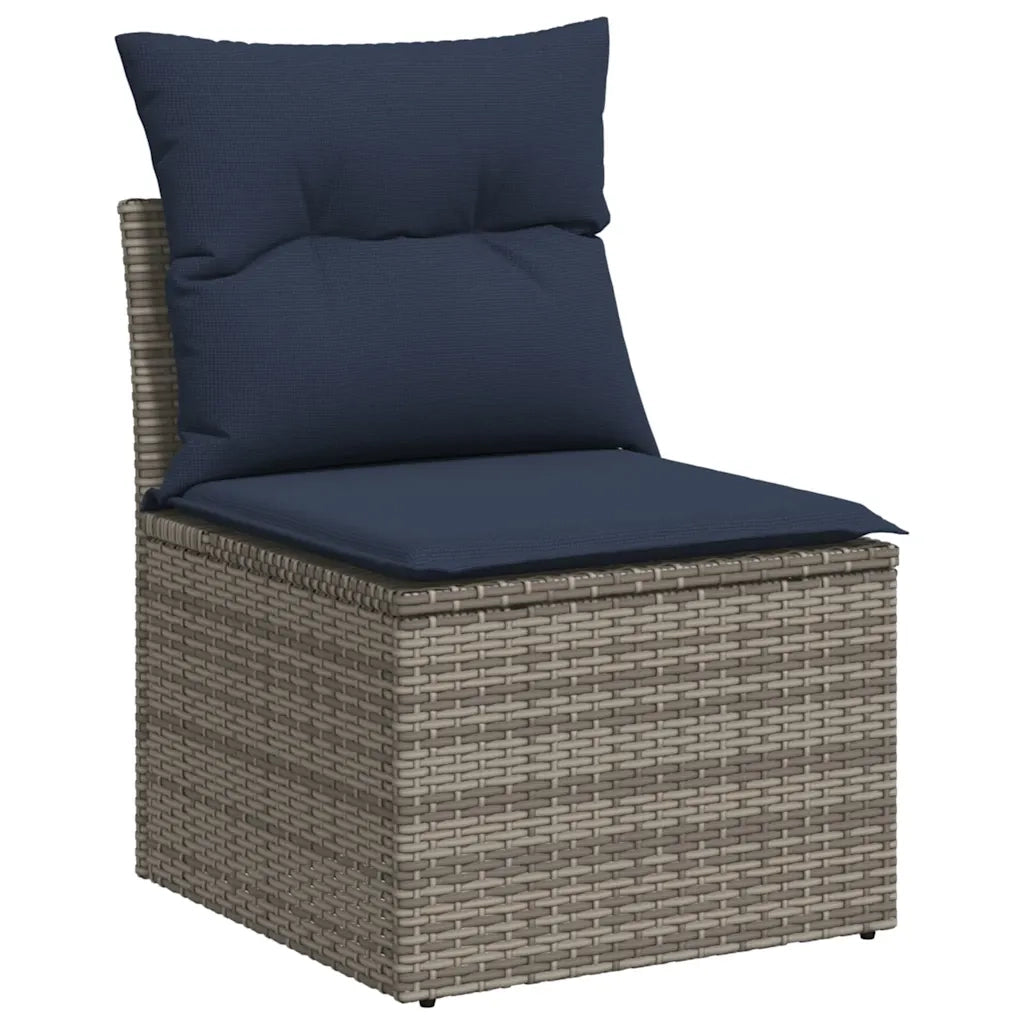 Set Divani da Giardino 9 pz con Cuscini Grigio in Polyrattan 3221770
