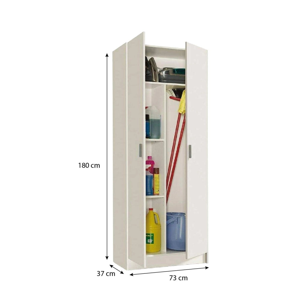 Armadio Armadietto Multiuso A Colonna Paige con 2 Ante e 5 Ripiani Ingresso Camera da Letto 73 x 180 x 37 cm Colore Bianco
