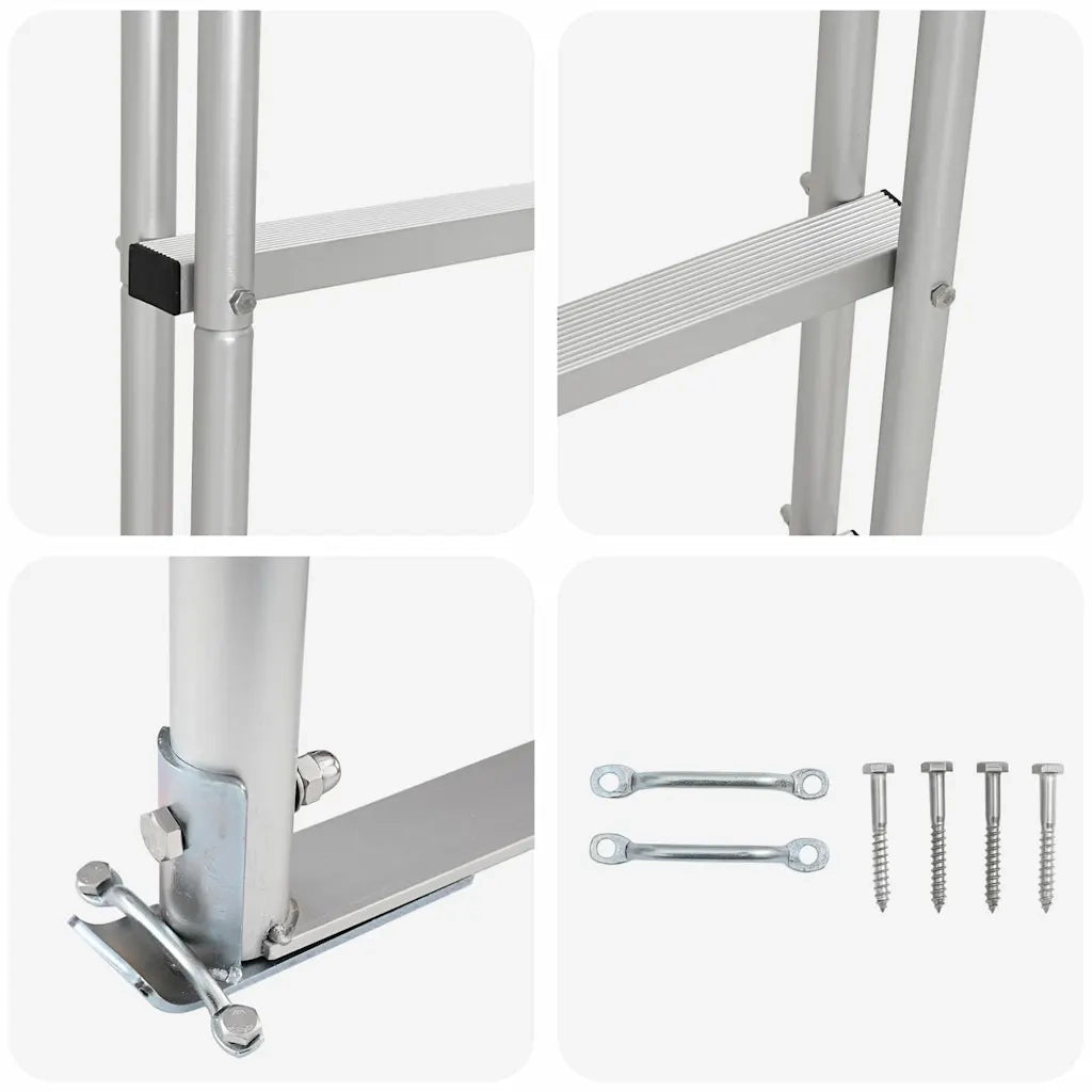 Scala da Dock a 4 Gradini Argento 45 ×11,5 ×162 cm Alluminio