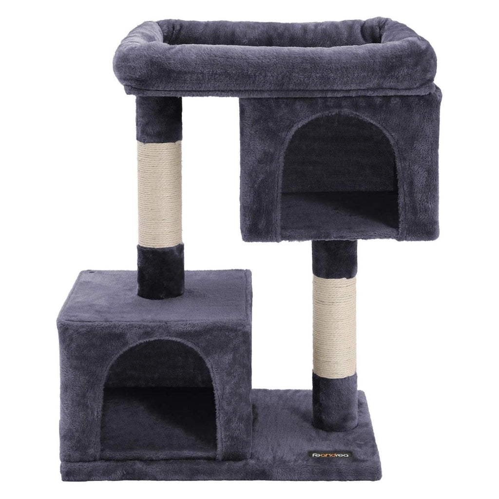 Tiragraffi a colonna in sisal per affilare gli artigli 2 lussuose nicchie mobili da gioco per gattini gatti e felini 84 cm colore grigio scuro 12_0001153