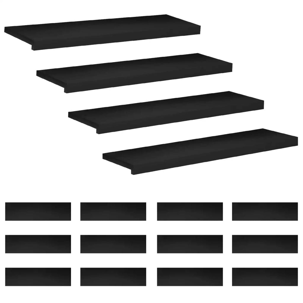 Tappeti per scale 16 pz 90 x 25 x 2 cm Nero 3446462