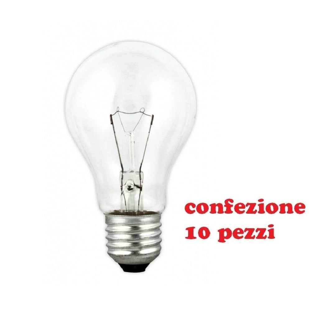 Trade Shop - Confezione 10 Lampadine A Goccia Incandescenza E27 220/240v 50/60hz 100w -