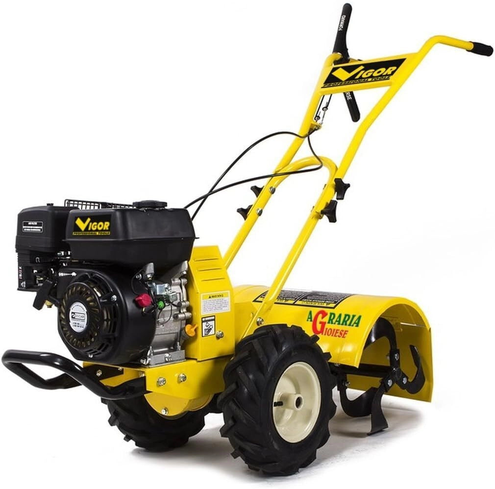 Vigor V-MC65 Motocoltivatore con Fresa 50 cm Motore Benzina 4T OHV 196 cc 5 hp 2 Marce Ruote Pneumatiche