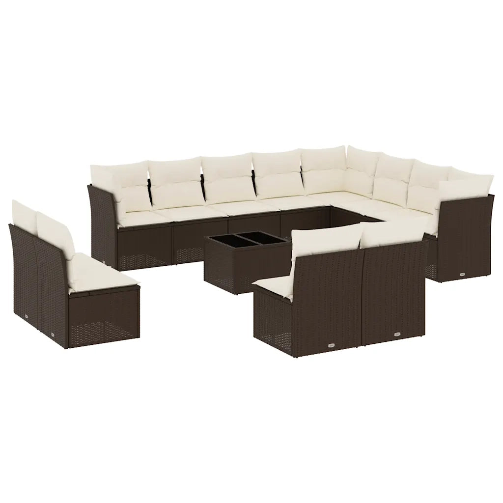 Set Divani da Giardino 13 pz con Cuscini Marrone in Polyrattan 3250322