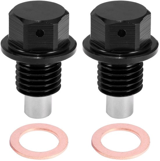 Set di 2 Aftapplug Magnetici in Lega di Alluminio con Pacchetti di Protezione - Nero - Sostituzione per Vecchi Plug - Viti di Scarico