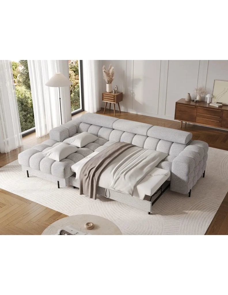 Divano angolare sinistro convertibile Grigio mélange linea moderna 285x99x181cm FILTRO