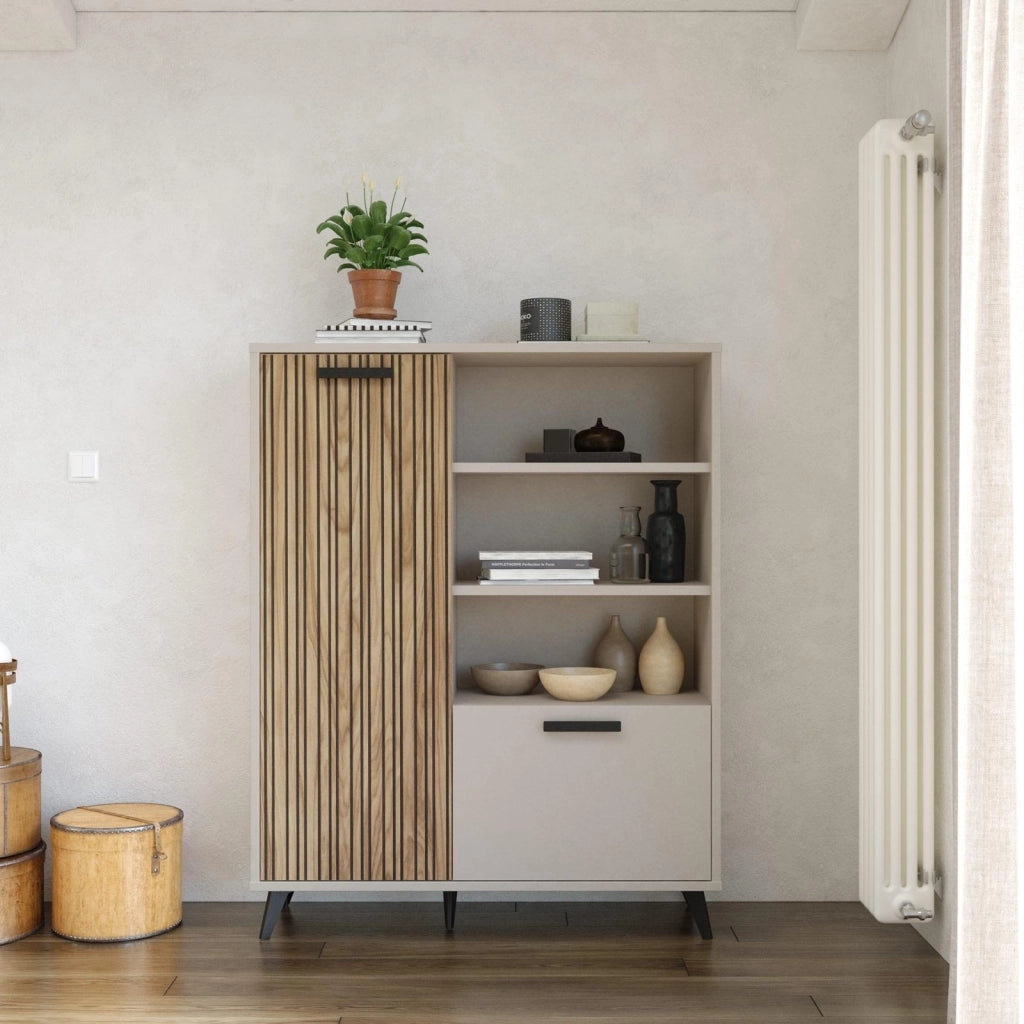 MOBILE BRAVO 2 ANTE 110X36XH140CM CASHMERE/RIGATO.