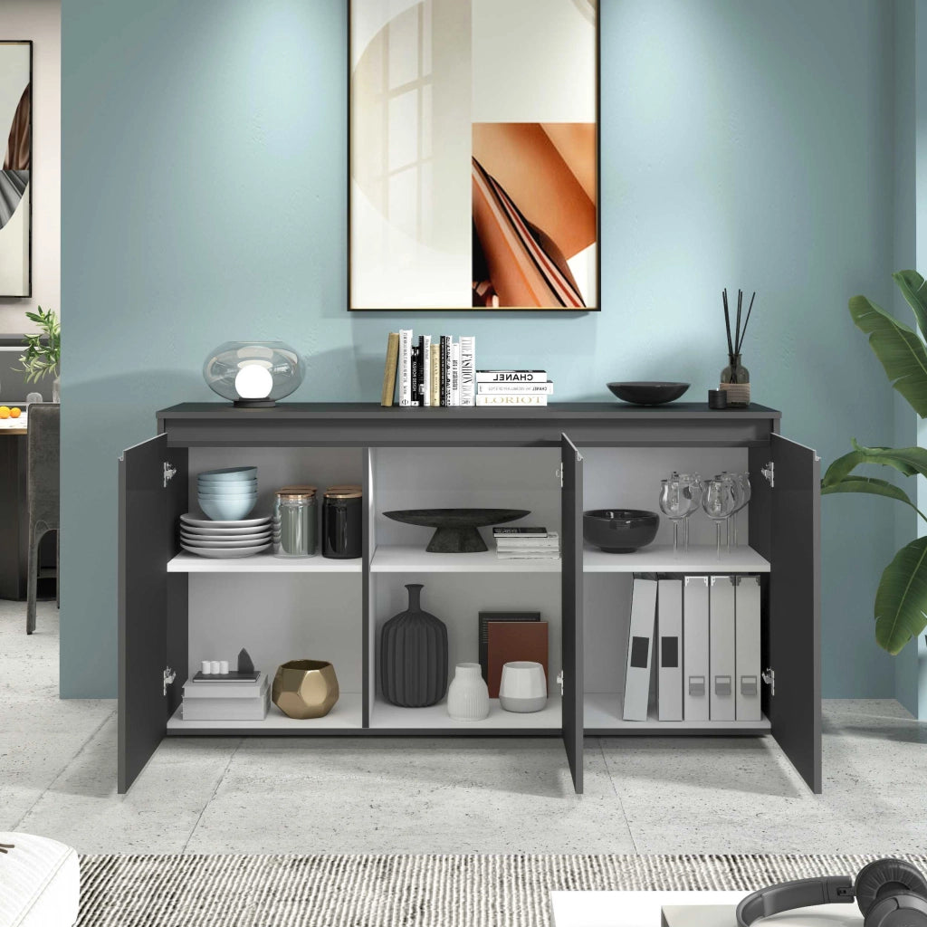 WHOUS Credenza Magic 3 ante antracite lucido 150x40x80 cm