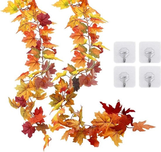 Decorazione di autunno Finte foglie di quercia slittino pendente piante da appendere - 2 pezzi - 36 m - per uso domestico cucina festa di raccolto matrimonio festa