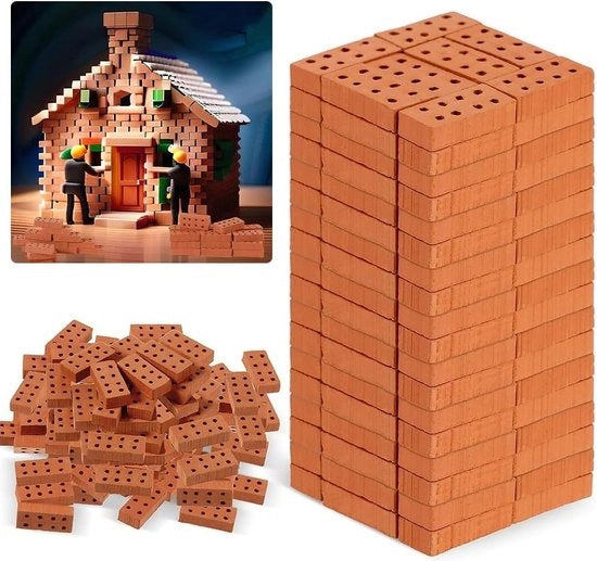 Mini mattonelle in cotto - 50 pezzi rosso - mattoncini in miniatura per artigianato - piastrelle per modelli - blocchi da costruzione - decorazione per poppa e giardino.