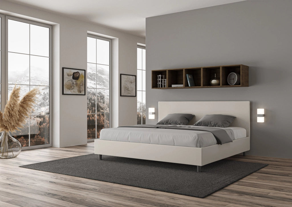 Letto Matrimoniale Extra Large 200x210 cm con Rete Adele Bianco