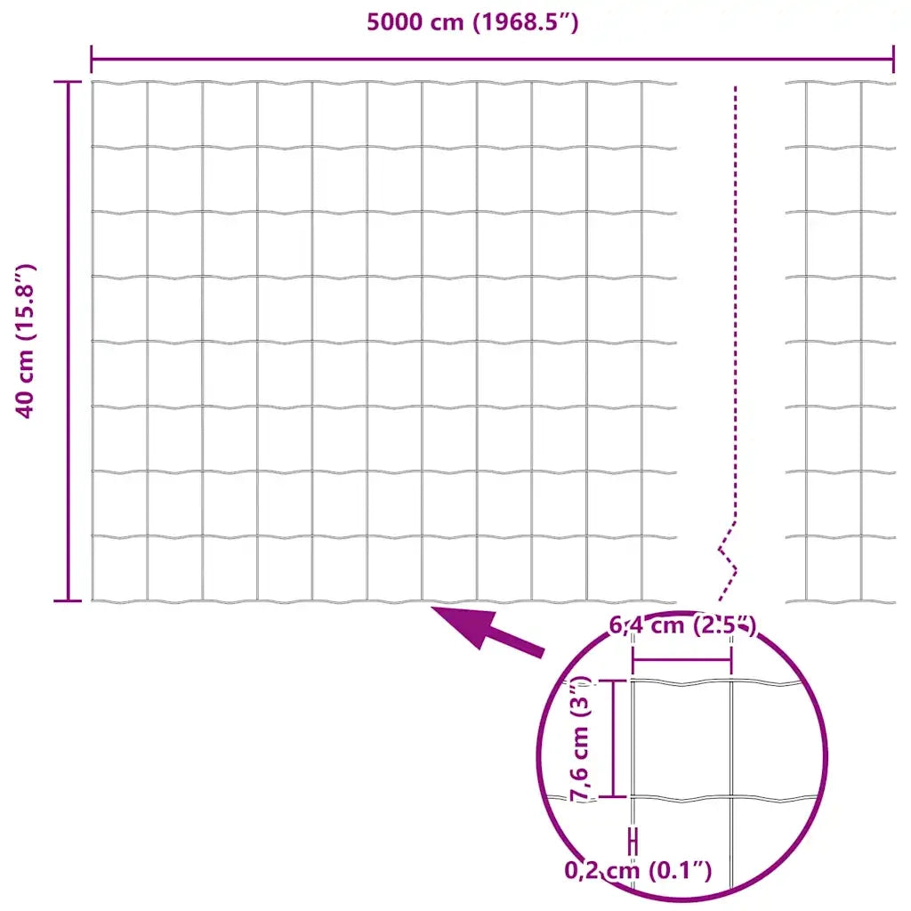 Recinzione da Giardino | Recinzione Euro 0,4 x 50 m Ferro rivestito in PVC