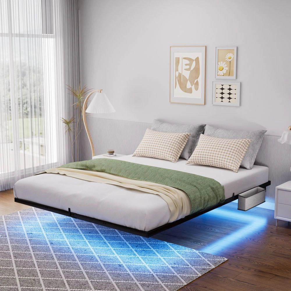 Letto piattaforma 160x200cm?- Xylo - design giapponese LED nero