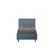 Letto singolo con rete imbottito 80x190 microfibra blu Adele
