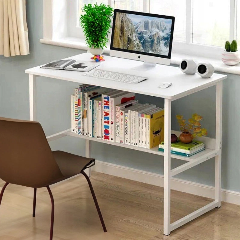 Scrivania da computer in stile loft bianca per ragazzi con ripiano, moderna, 100 cm