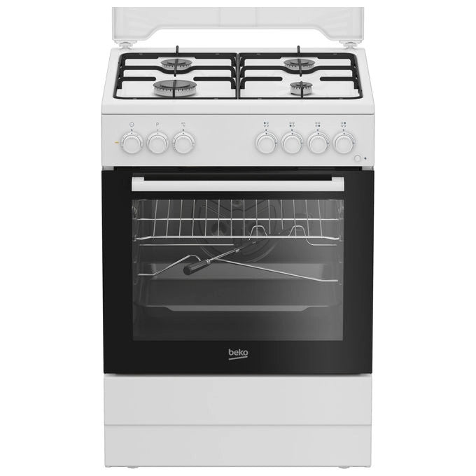 Beko FBST62110DW Cucina Gas ed Elettrica 60x60cm Bianca 4 Fornelli Forno 73L