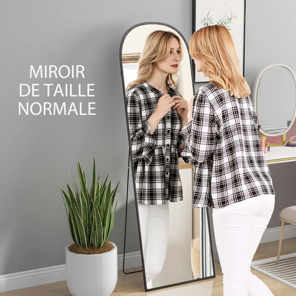 Specchio da Parete con Supporto ¨C Minimal ¨C Nero Aluminio 50x161.5 cm
