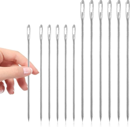 Naainaaldi con grande occhio 12 pezzi - naaldi vul professionali - facilmente inseribili - per uso domestico, scuola, tappeti da parete, ricamo, tappeti - DIY - 95 cm/17 cm