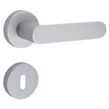 MANIGLIA 'SHAPE' CON ROSETTA E BOCCHETTA Nickel satinato opaco - 2 coppie- FIMET MANIGLIE