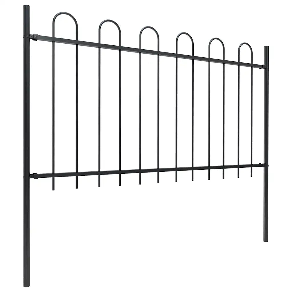 Recinzione da Giardino | Recinzione da cortile con Parte Superiore ad Anello in Acciaio 359x100 cm Nera