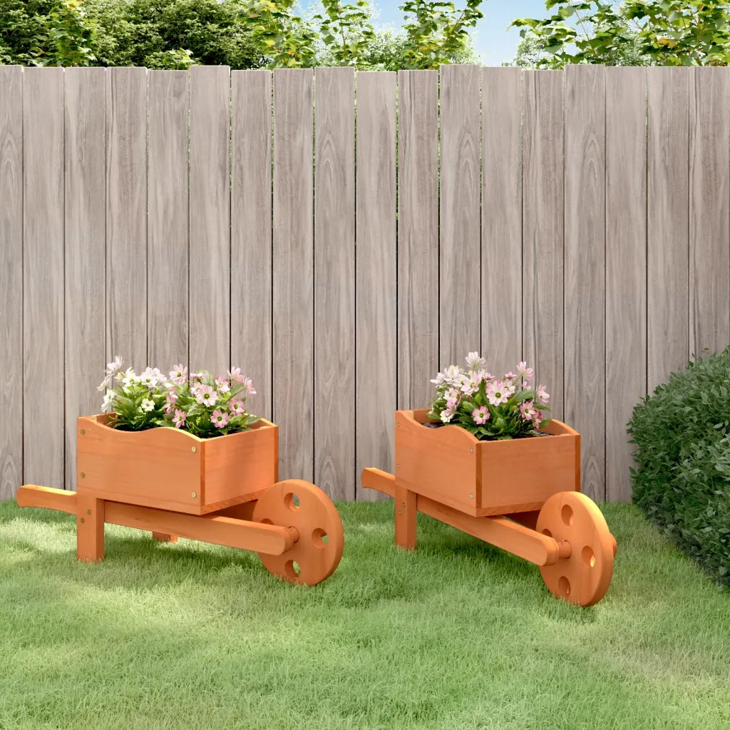 Fioriere a Carriola 2 pz 47x15x19 cm Legno Massello di Abete 364228