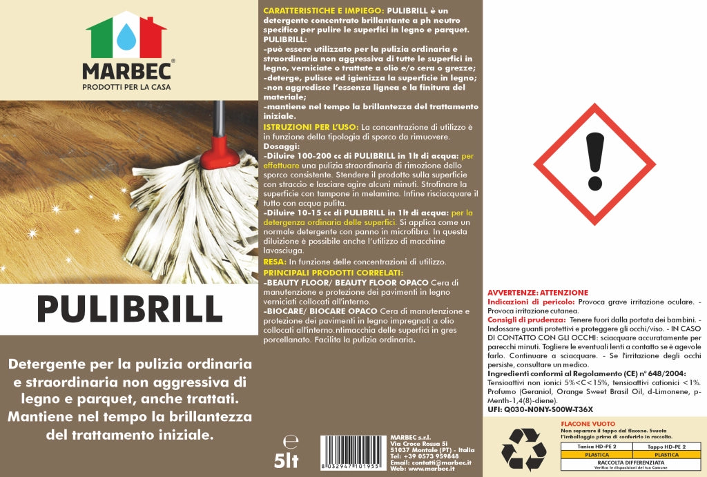 Come pulire il legno PULIBRILL   5LT