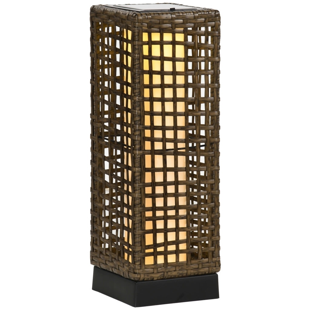 Lampada solare da esterno in effetto rattan con sensore crepuscolare, LED 2500 K, IP44, color sabbia