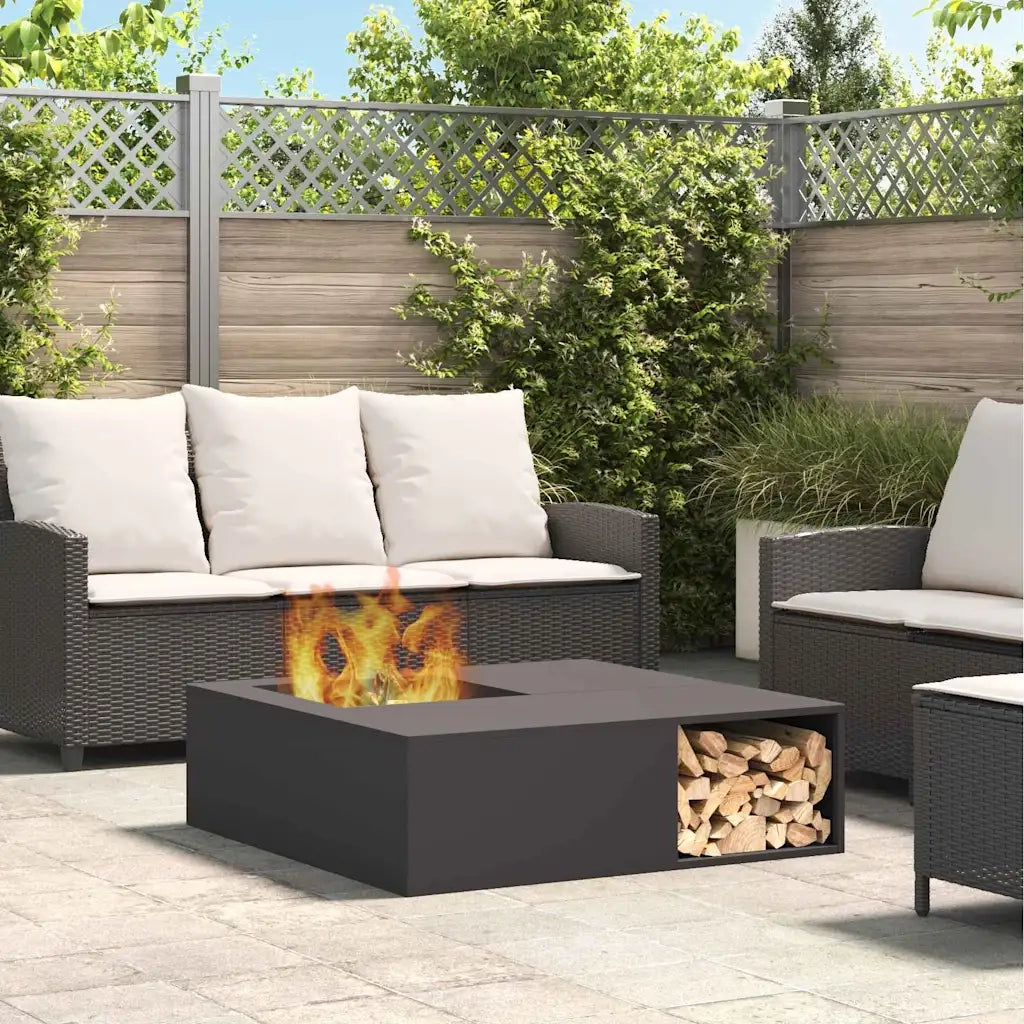 Focolare Nero 100 x 100 x 30 cm Acciaio Corten 859000