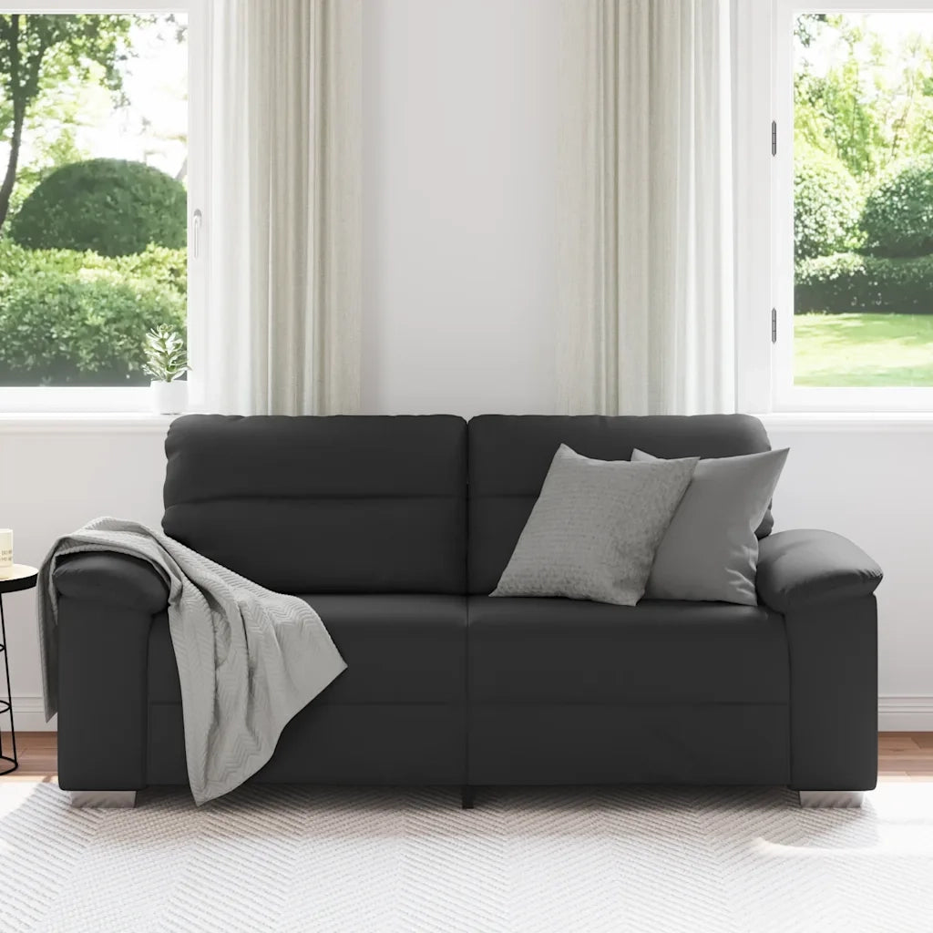 Divano a 2 posti nero 180x81x84 cm in similpelle 4105343