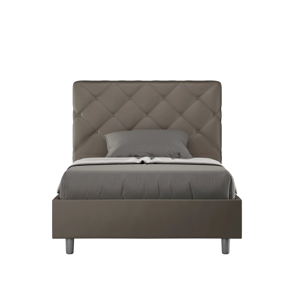 Letto 1 Piazza e Mezzo 120x210 cm con Rete e Contenitore Priya Cappuccino