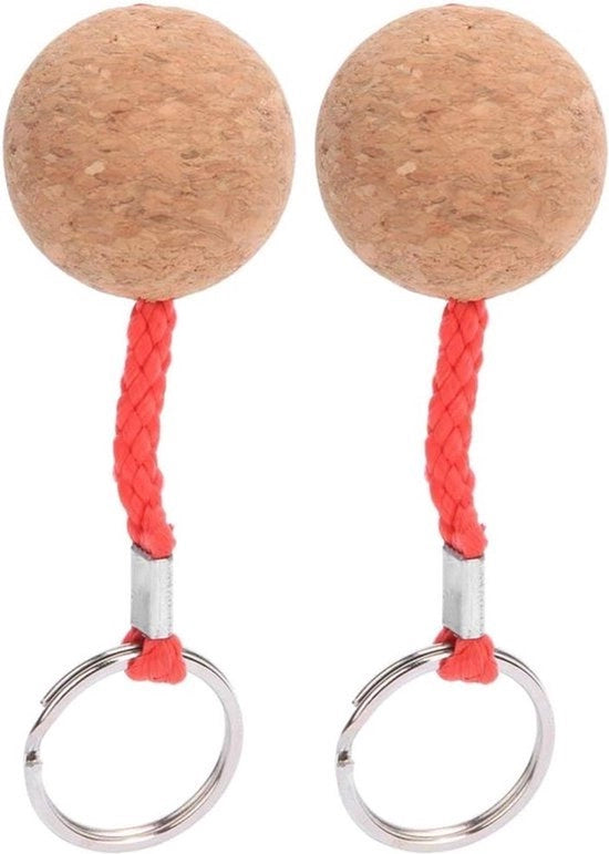 Sleutelhanger Flottante a Bolla - Accessori per Sport Acquatici - Leggero - Bolla di Legno - Portatile - Originale Sleutelhanger - Adatto per Kajak, Vela, Sci Nautici - Chiave a Bolla con Gomma Compressa Naturale.