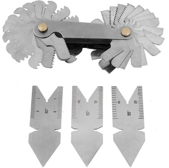 Set di Misurazione a Filo Preciso con Misurazioni Metriche/Imperiali - Set di Acciaio Inossidabile - 60/55 Gradi Centermeters - Progettazione Ergonomica - Duraturo e Affidabile - Misuratore a Filo con Bottone di Accoppiamento