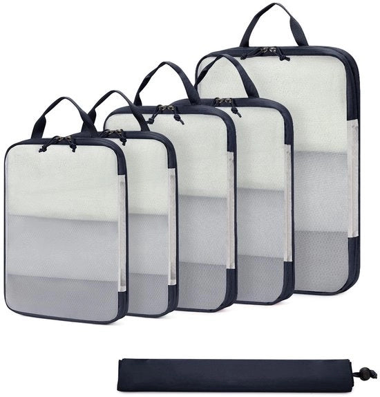 Set di Organizzatori per Bagagli - Cubi di Compressione per Viaggi - Salvapazio - Blu Scuro - Organizzatore di Bagaglio - Ideale per Viaggi - 6 Pezzi