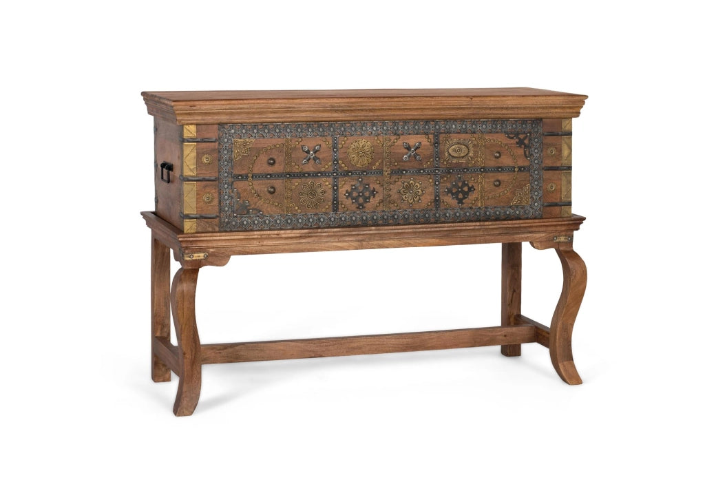 Tavolo consolle antico in legno di mango