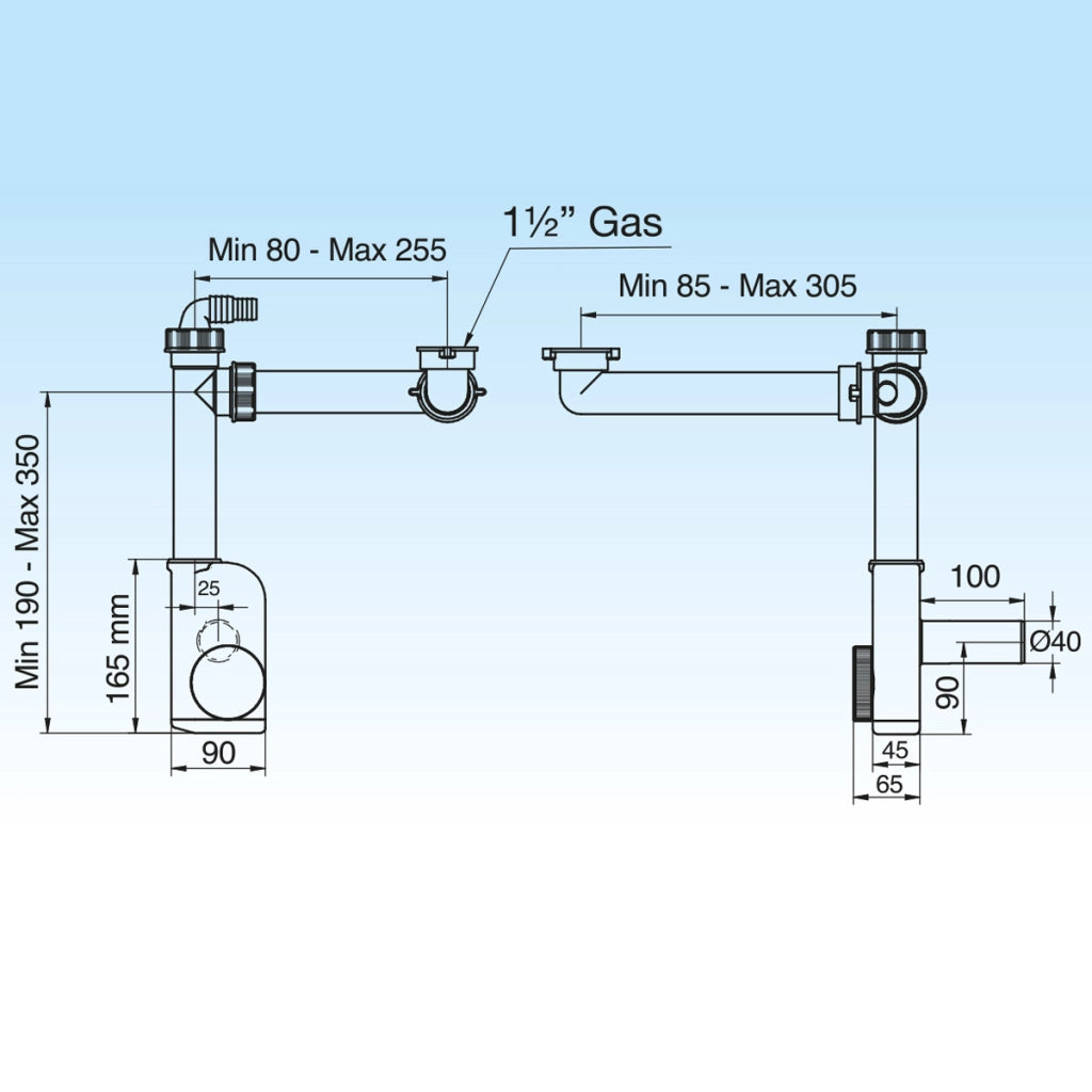 SIFONE SALVA SPAZIO 1 NT EVOLUTION PER LAVELLI- 11/2 D. 40 mm Bianco LIRA