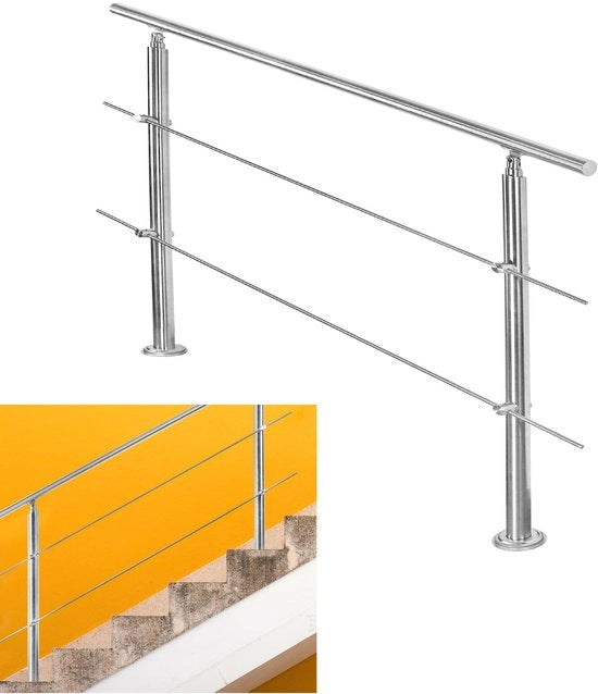 150 cm Telaio RVS con 2 Braccetti Orizzontali, Resistente all'Uso, Argento Laccato