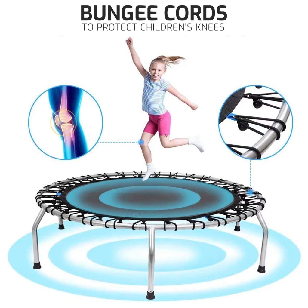 Jumpoo - Trampolino elastico per bambini da 170cm tappeto elastico completo di rete di sicurezza e morbido pad imbottito - Carico max 55kg
