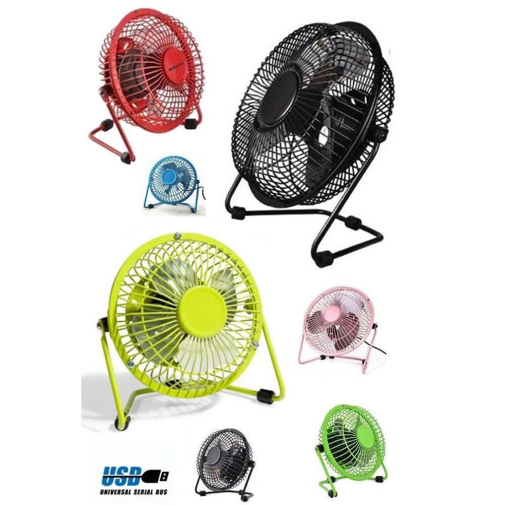 Trade Shop - Ventilatore A Pale Usb In Metallo Silenzioso Potente Da Tavolo Scrivania Per Pc -