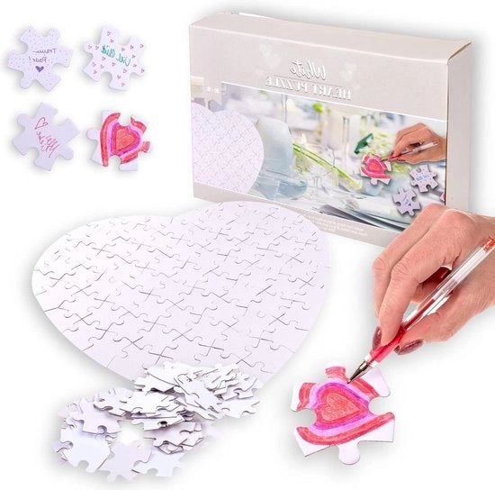 Puzzle personalizzabile con 80 pezzi bianchi descritti - decorazione per matrimoni - ca. 60 x 60 cm
