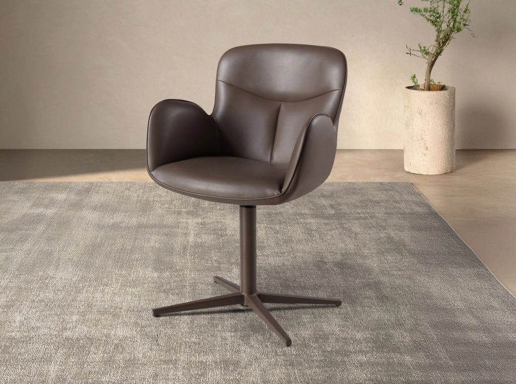 Sedia girevole in similpelle color marrone cioccolato