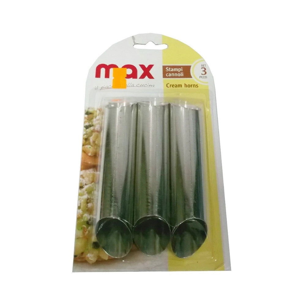Trade Shop - Stampi Cannoli E Cake Design Set 3 Pezzi Metallo Accessori Cucina Kit Dolci -
