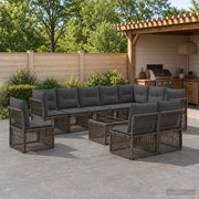 Set Divano da Giardino 11 pz Grigio polyrattan 3434255